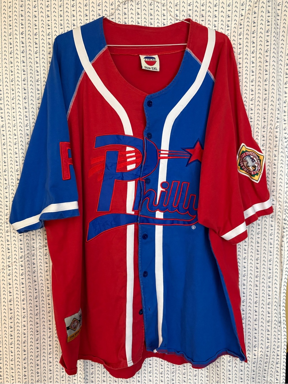Philadelphia Phillies Red & Blue Button-Up Baseball Jersey